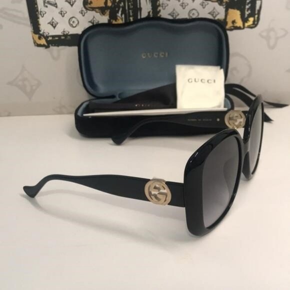 New Authentic Gucci GG1029SA 001 Black Square Sunglasses Grey Gradient Lenses - Picture 6 of 10